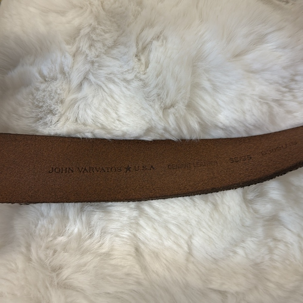 John Varvatos Men's Tan Canvas Belt with Silver Buckle - Picture 13 of 14